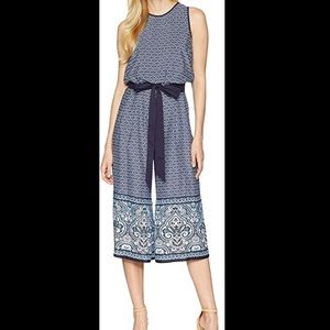 Vince Camuto Patterned Tie Jumpsuit